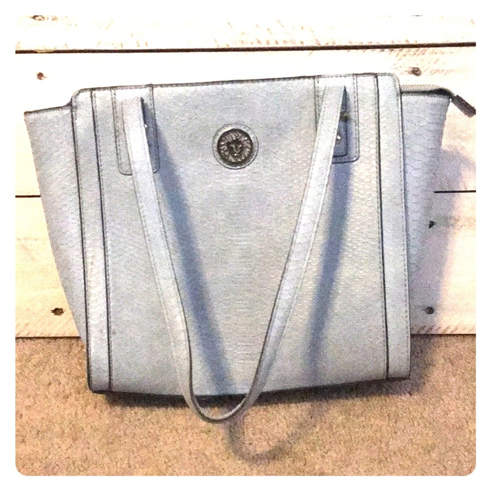 Anne Klein Lake Blue Zippered Purse
